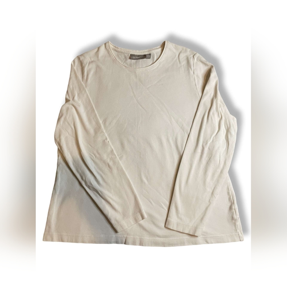 Croft&Barrow Stretch Blank White Long-Sleeve Crew-Neck Top, Size 1X